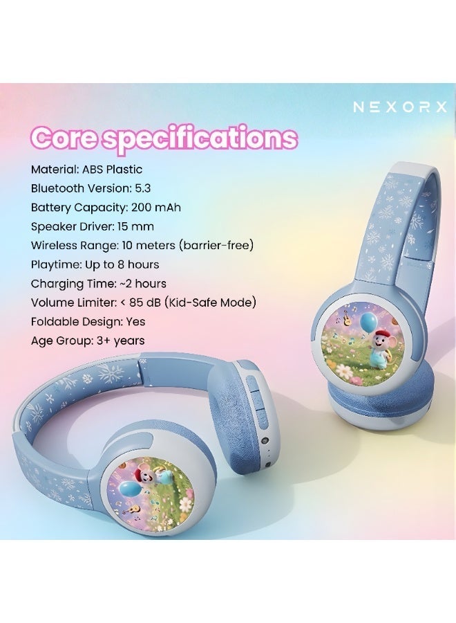 NEXORX NexTunes 001 Junior Kids Headphones – Bluetooth 5.3, 8 Hours Playtime, Built-in Mic, Safe 85dB Volume Limit, Comfortable & Lightweight for Ages 3+ - Image 5